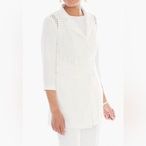 NWT Chico's White Eyelet Blazer 2 =XL